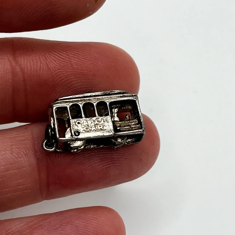 Rare Vintage trolley car Sterling silver charm pendant